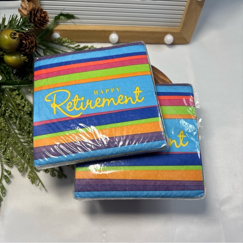Happy Retirement Party Postcard Style Invitations 32 Retirement Stripes Pattern